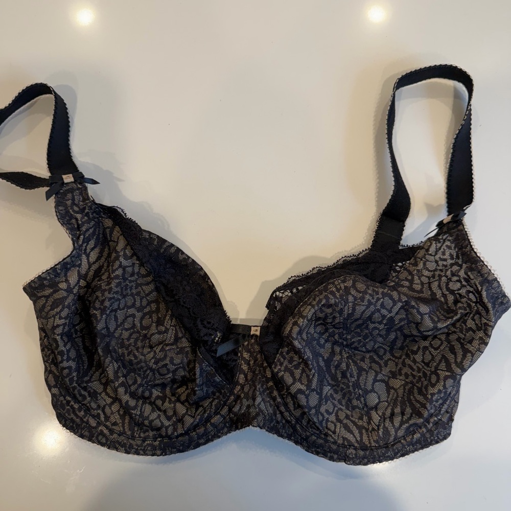 Freya Black and Gray Animal Print Bra UK30G/US 30I